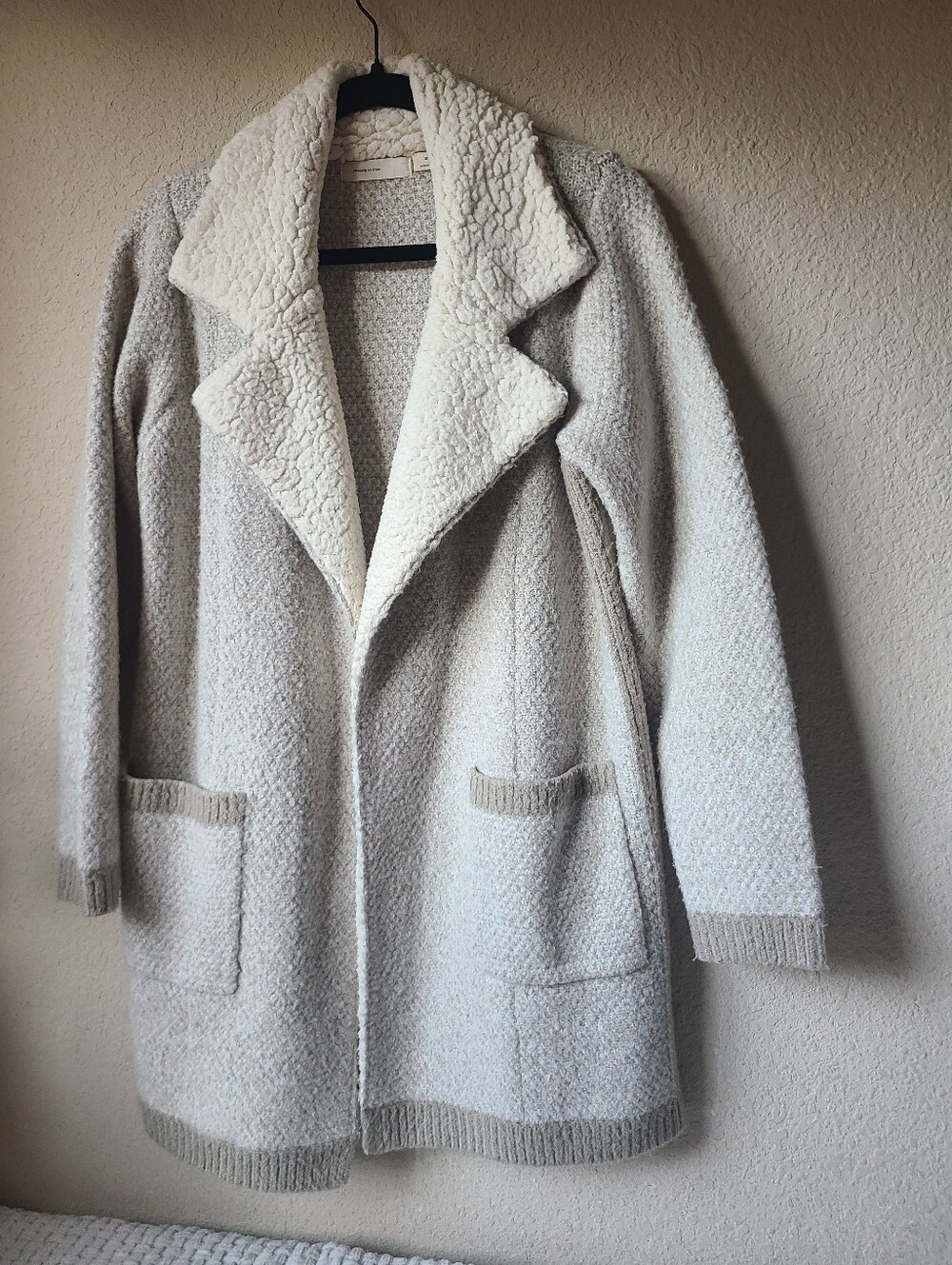 Anthropologie Sleeping On Snow Cozy Cream Sherpa Coat Size SP